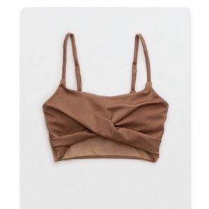 Aerie Shine Pique Scoop Twist Longline Bikini Top